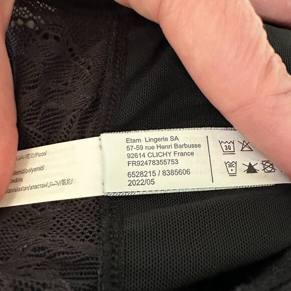 Etam French Bralette XL Black Lace - Lightly Lined - Soft & Stretchy - Picture 9 of 9
